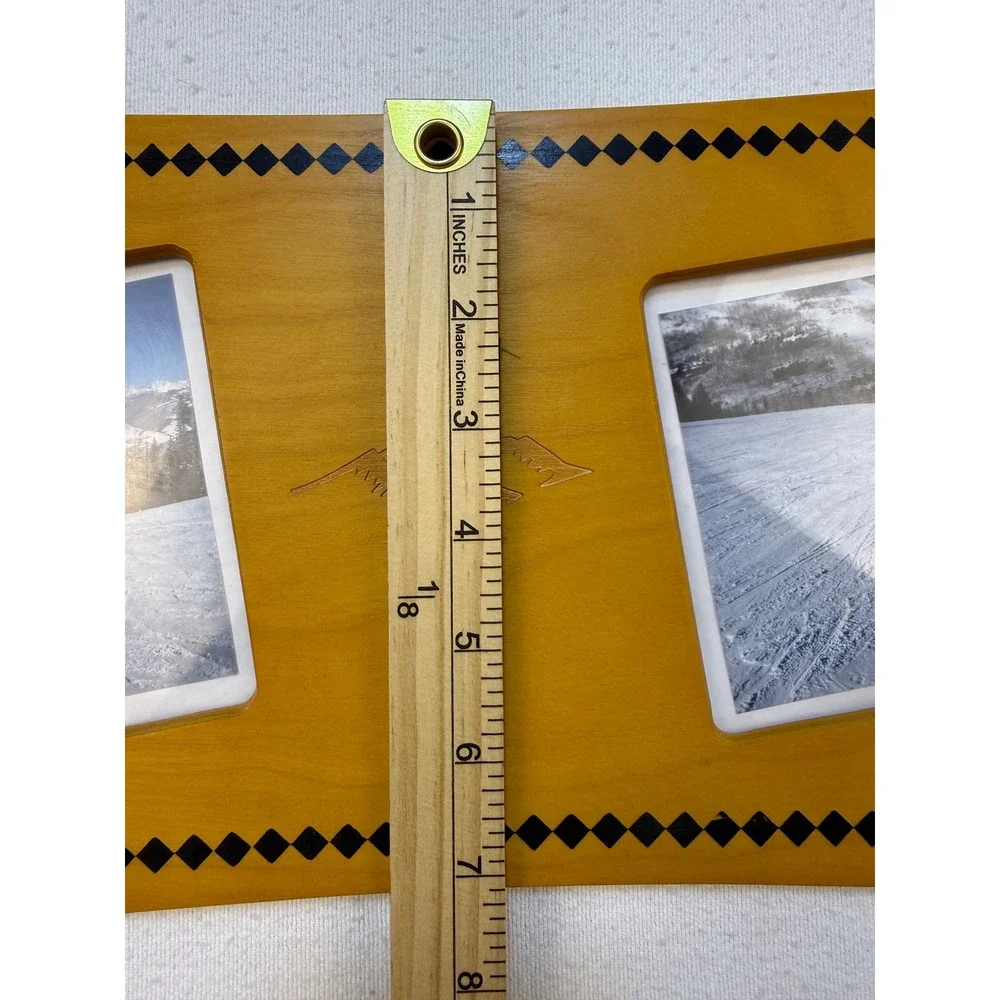 Aspen Snowboard‎ Photo Frame Brown Wood Double Picture Wall Decor Souvenir